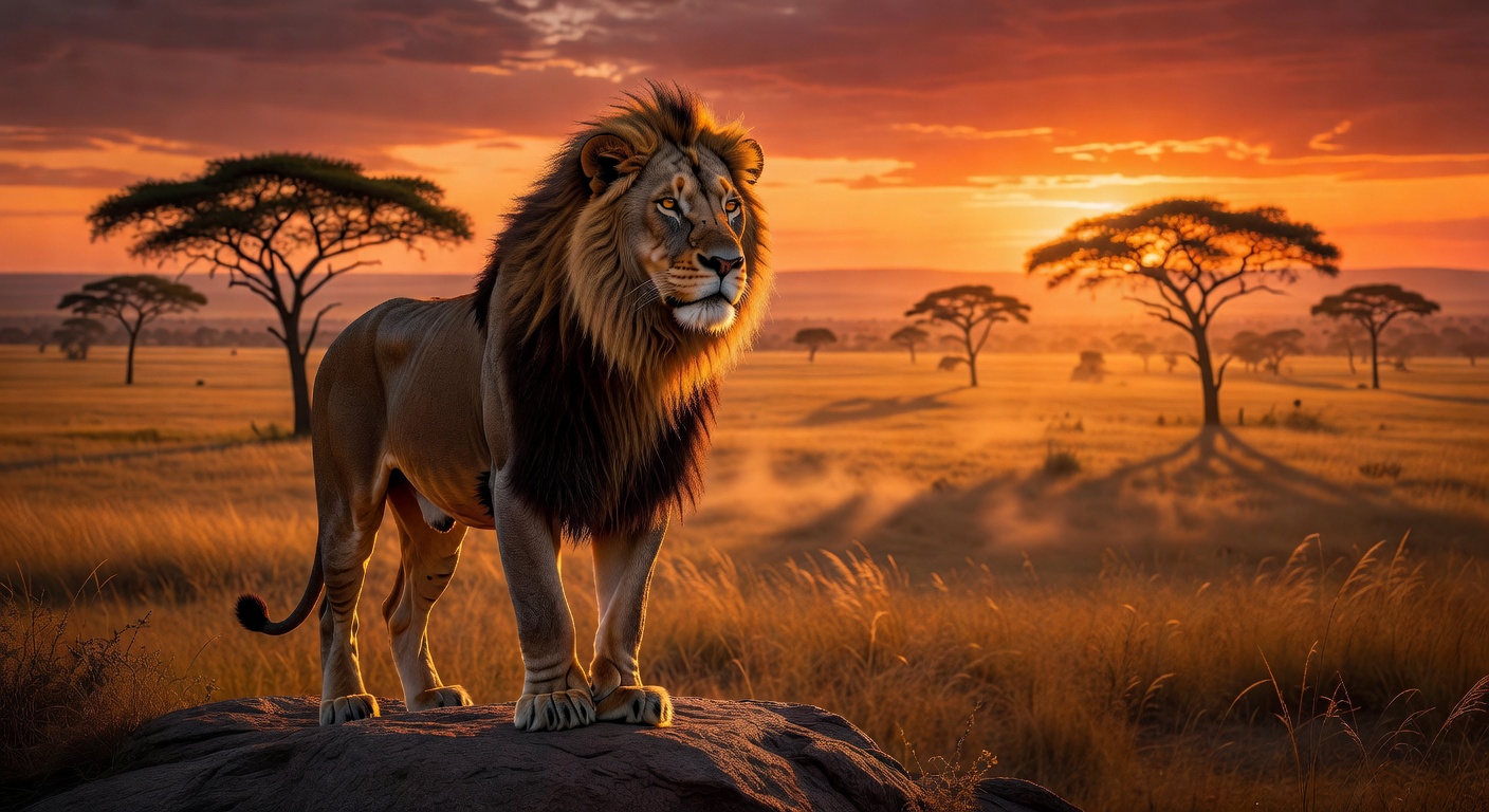 Majestic African Savannah Sunset Background